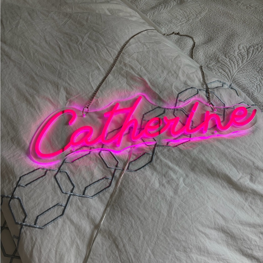Custom Neon Name Sign - "Catherine" Hot Pink Script